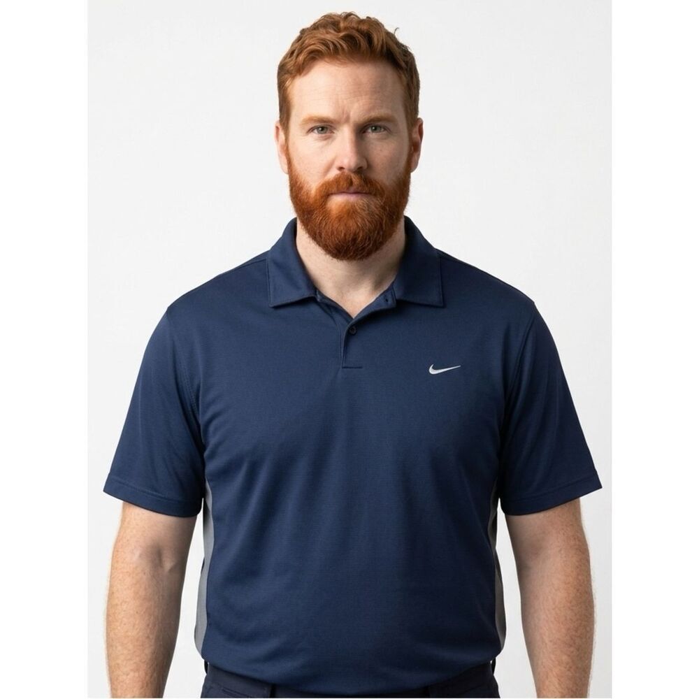 NIKE | Navy Blue & Gray Training Polo Shirt Men’s Size X-Large